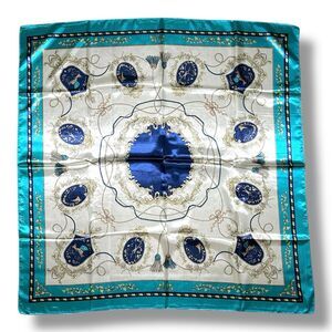 Beige with Light Green Edges Scarf 35” X 35” Women Boho Fashion